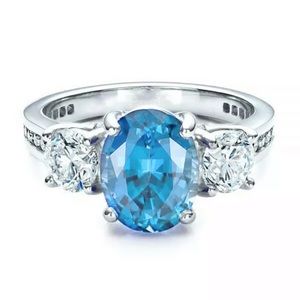 NEW 925 Aquamarine Oval Cut Ring Size 8
